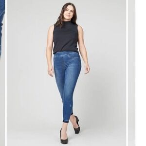Spanx Distressed Ankle Skinny Jeans, Medium Wash Size Large‎